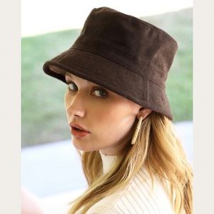 Reversible Brown / Plaid Print Bucket Hat